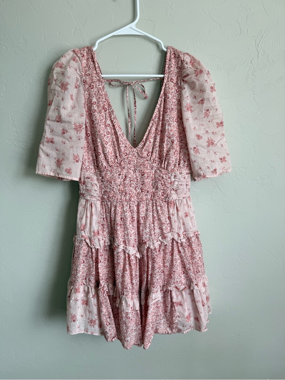 American Eagle Ruched mini fit and flare cotton dress